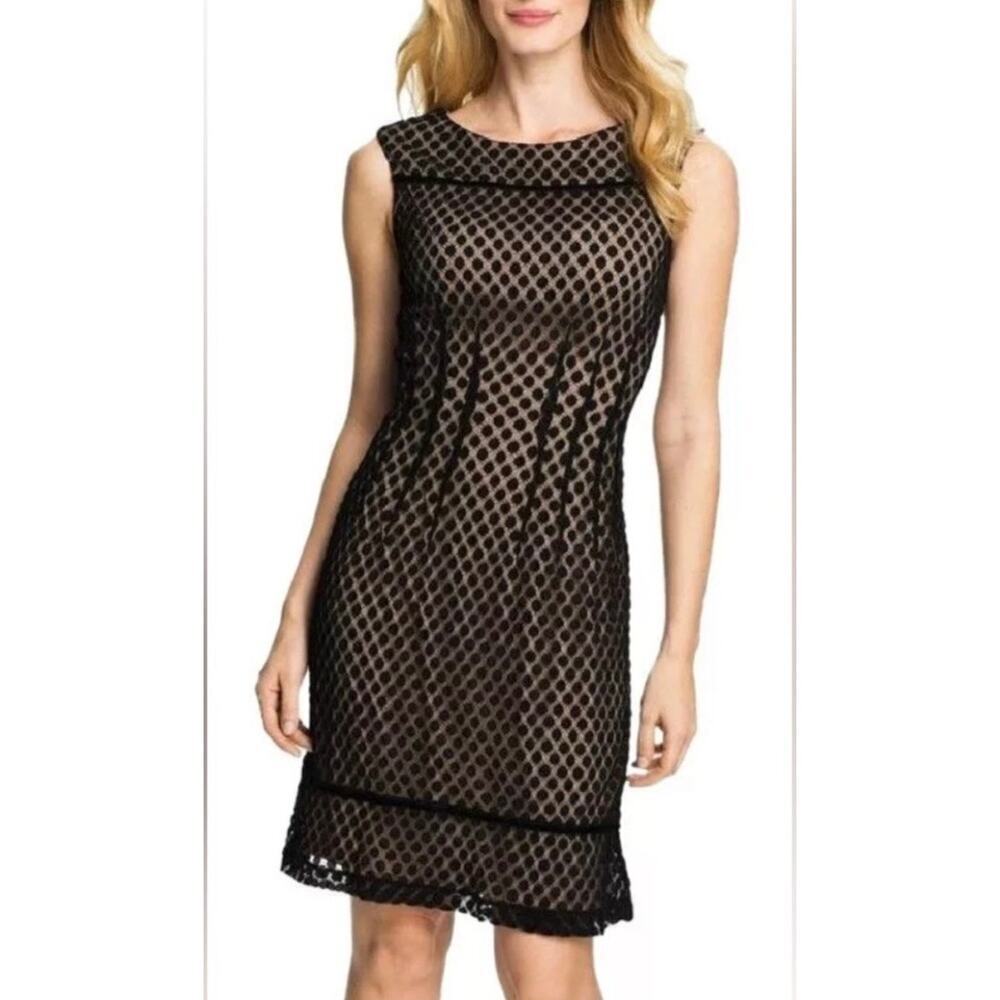 Adrianna Papell Black Lace Print Fit & Flare Sleeveless Dress Size 10 Cocktail